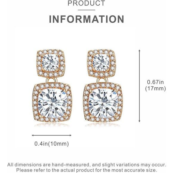 Women's Crystal Cute Double Halo Gold Plated Lightweight White Earrings - Picture 7 of 8